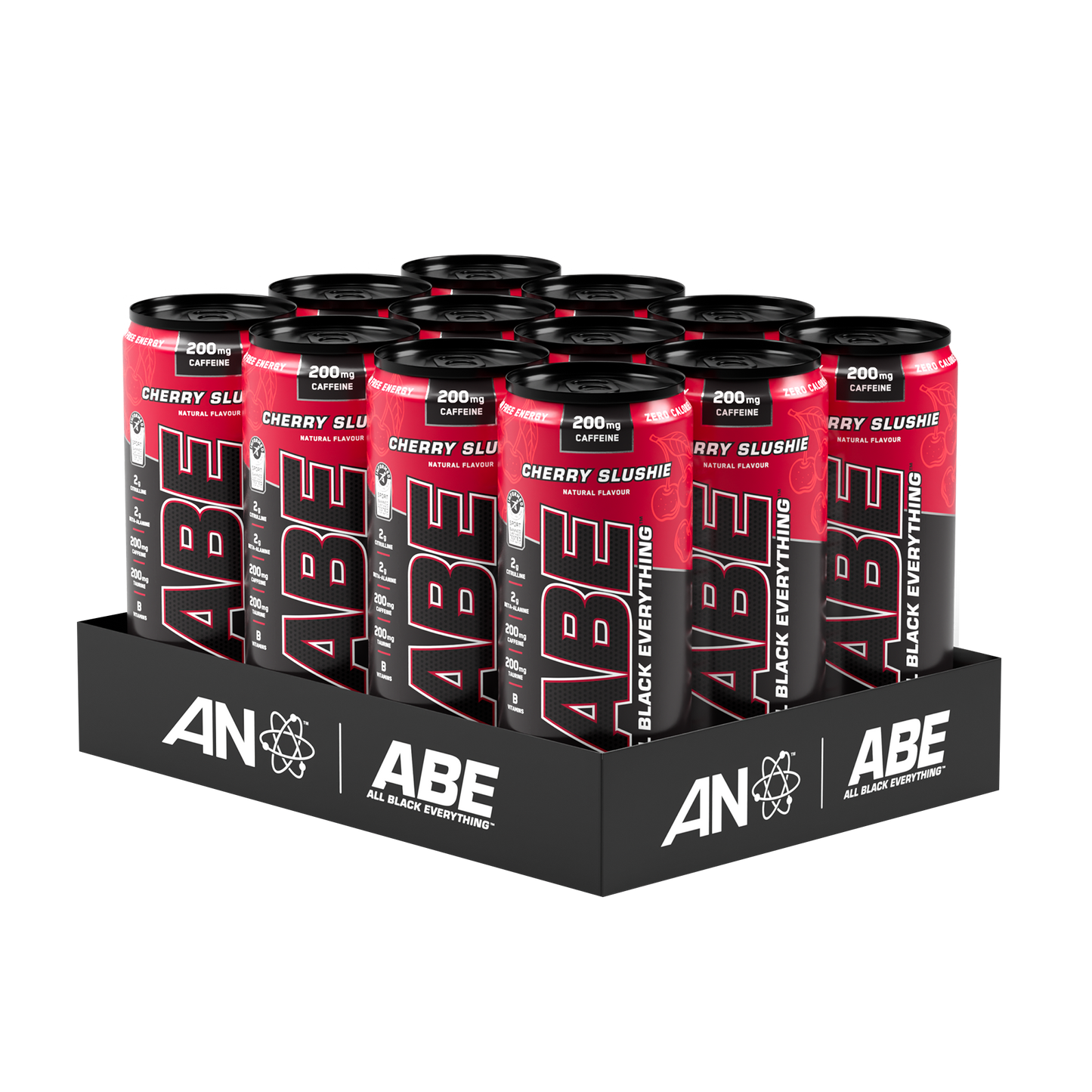 Applied Nutrition ABE (All Black Everything) Carbonated Can 12x330ml Cherry Slushie