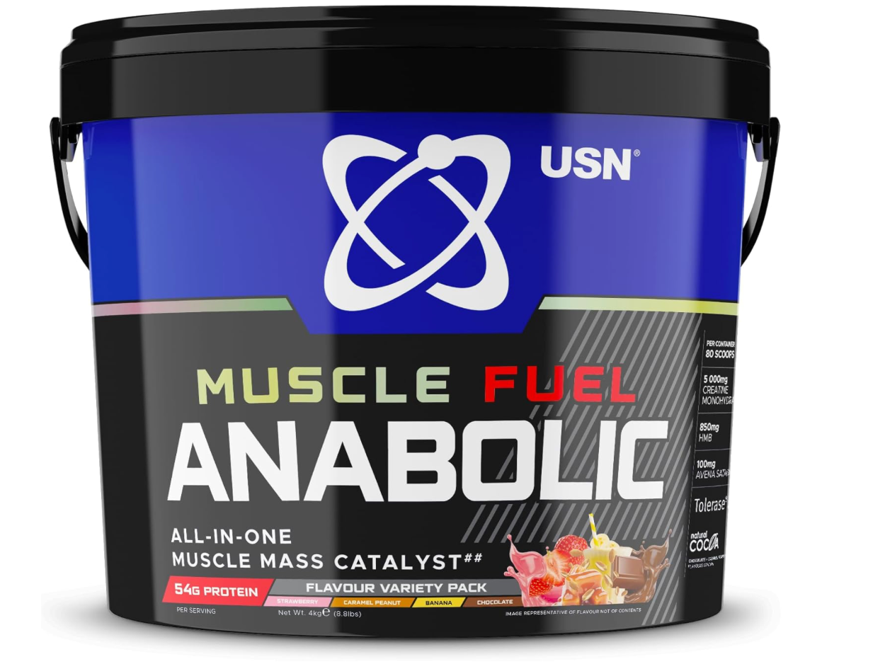 USN Muscle Fuel Anabolic Variety Pack 4kg Peanut Caramel/Choc/Strawb/Banana