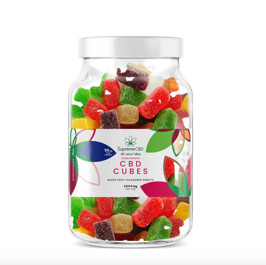 Supreme CBD Super Strength CBD Gummies Large Tub (4800mg) 500g Cubes/Multi Fruit