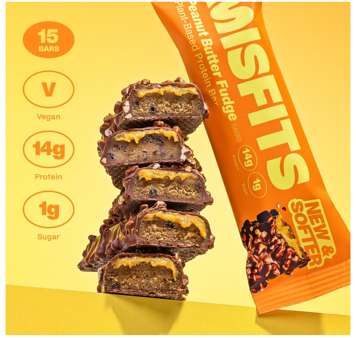 Misfits Plant-Based Protein Bar 15x50g Peanut Butter Fudge