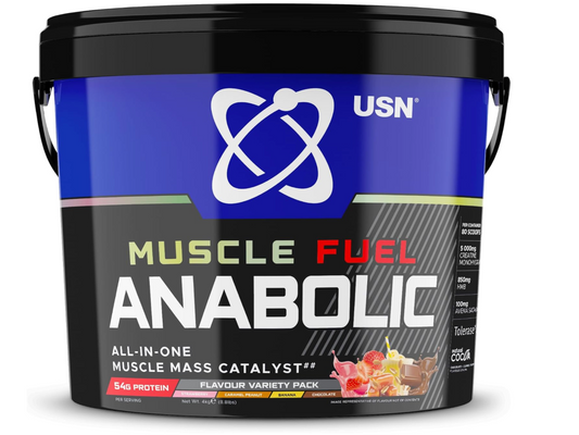 USN Muscle Fuel Anabolic Variety Pack 4kg Peanut Caramel/Choc/Strawb/Banana