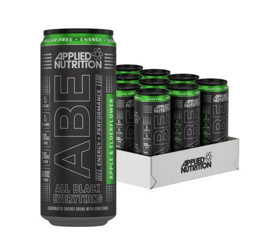 Applied Nutrition ABE (All Black Everything) Carbonated Can 12x330ml Apple & Elderflower