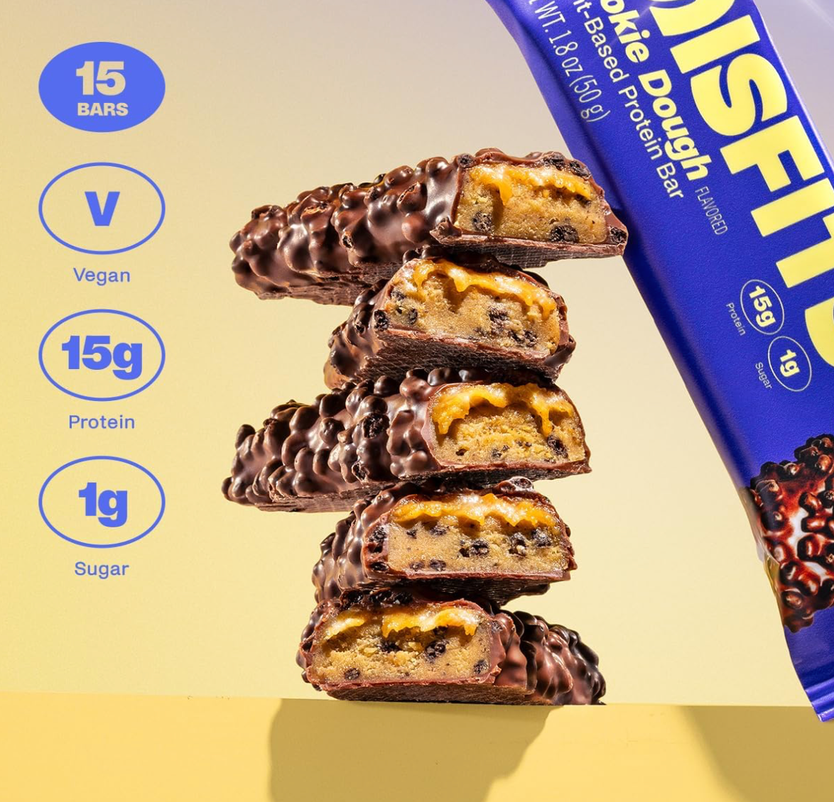 Misfits Plant-Based Protein Bar 15x50g Cookie Dough