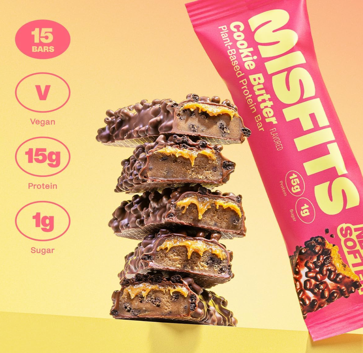 Misfits Plant-Based Protein Bar 15x50g Cookie Butter